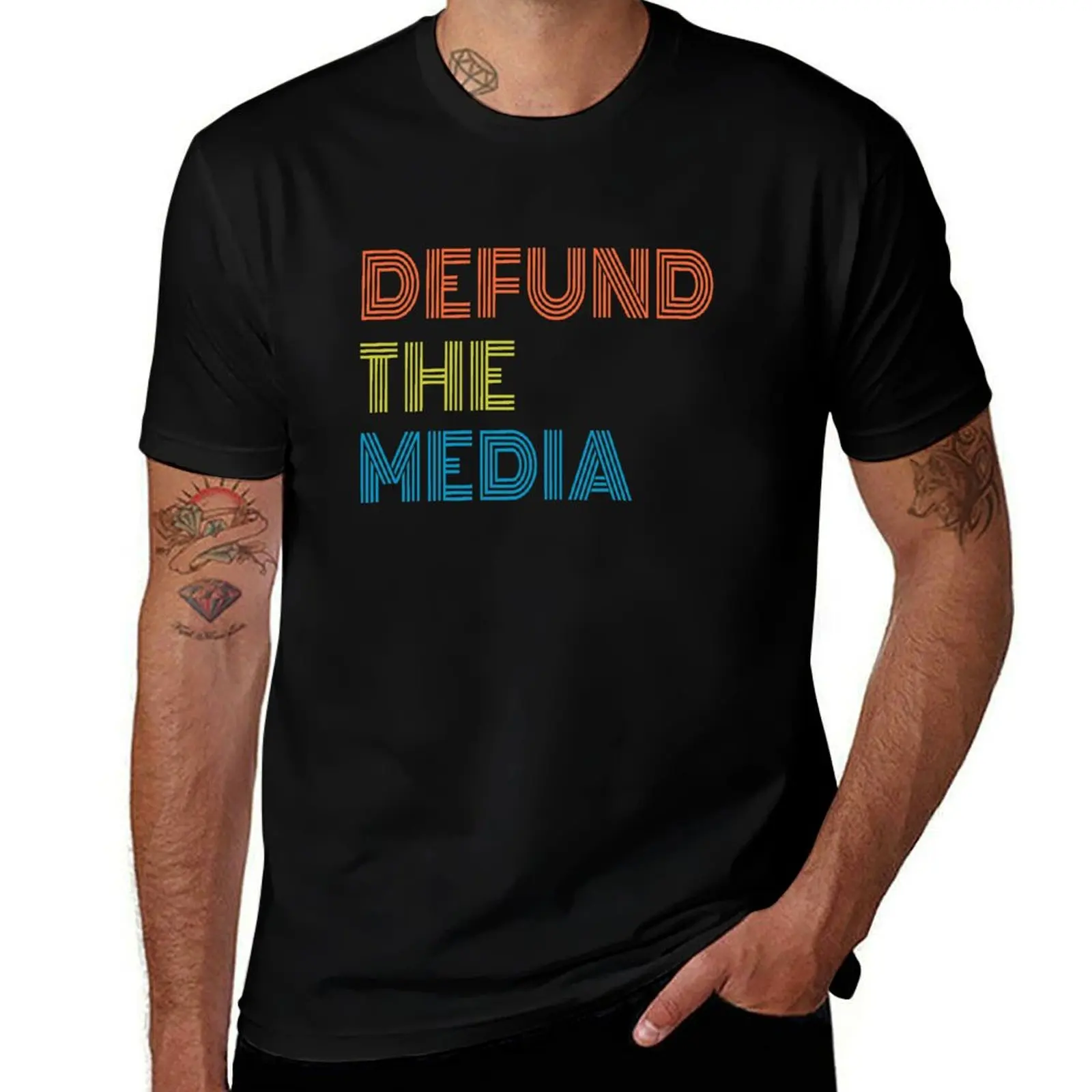 Defund The Media T-Shirt High Elasticity Sports Tee Shirt T-Shirt