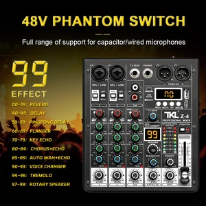 TKL-Manxer-Audio mit USB, 4 Kanälen, 99 DSP, 48 V Phantom Power, Studio Sound Mixern, Bluetooth, DJ-Konsole, Mischen für Karaok Hauptverkaufs USB -Schnittstelle 4 Kanäle - №5