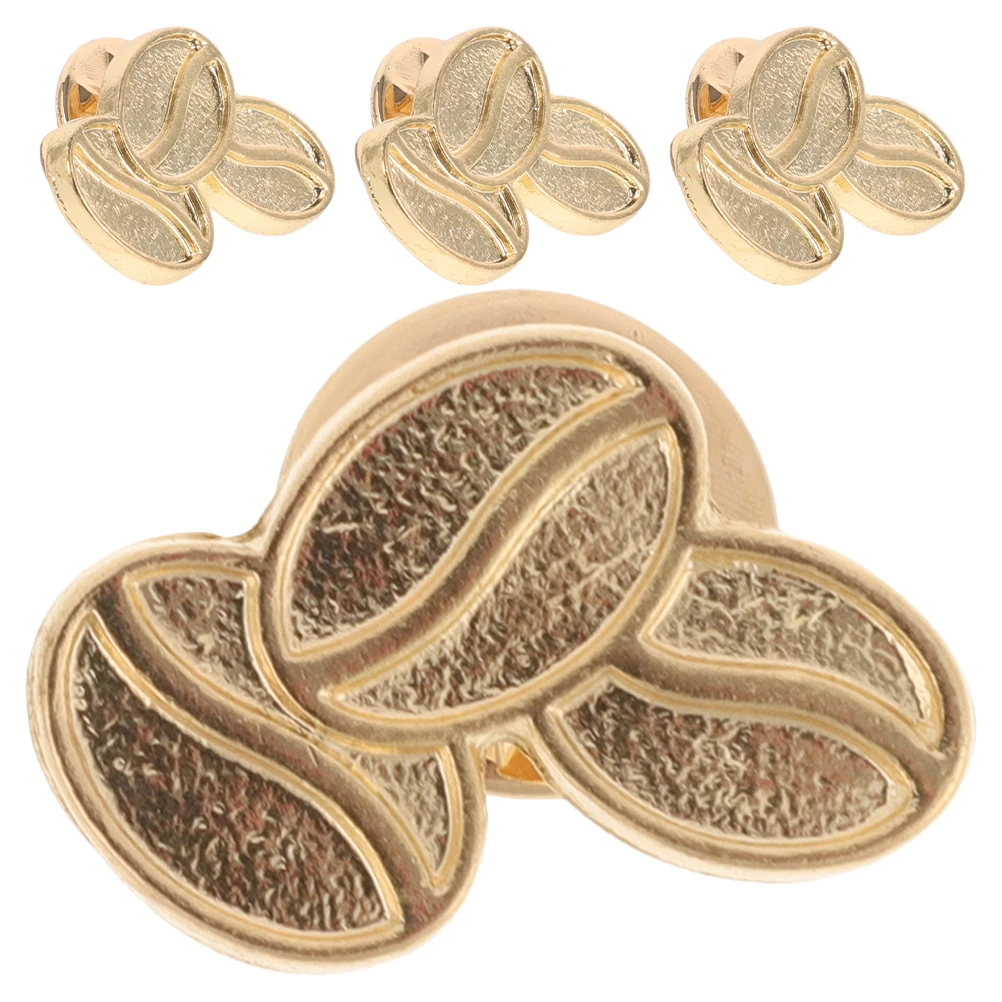 

4pcs Coffee Bean Brooch Alloy Lapel Pin Enamel Collar Shirt Badge For Denim Jacket Accessories Coffee Lover Gift