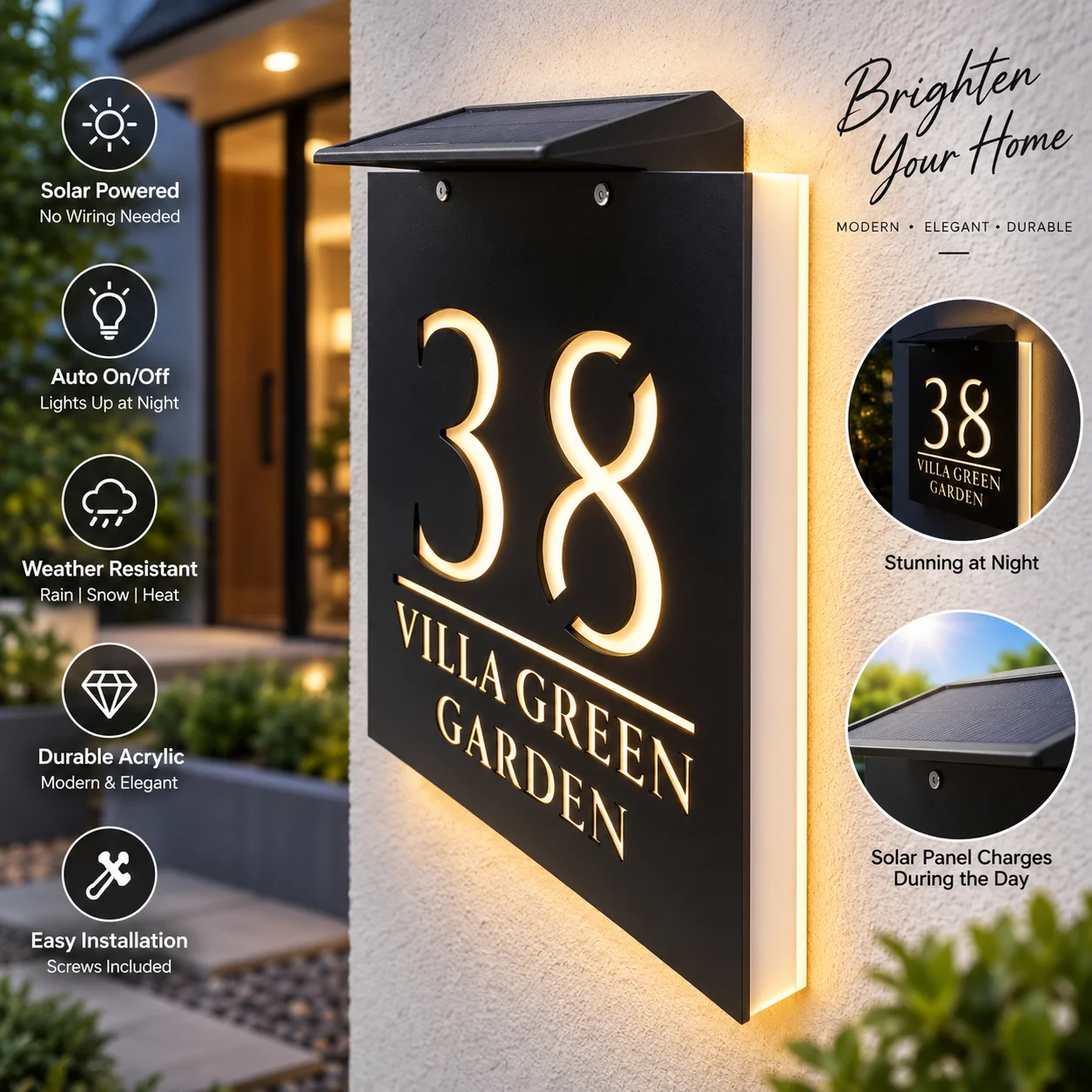 Plaque d'adresse LED solaire p - Outdoor Power Number avis et prix