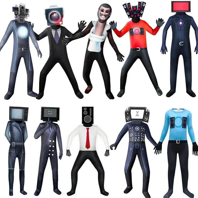 Новый косплей-костюм Skibidi для мужчин, забавный динамик, телевизор, видеокамера, комбинезон с маской, костюмы ★ ★ ★