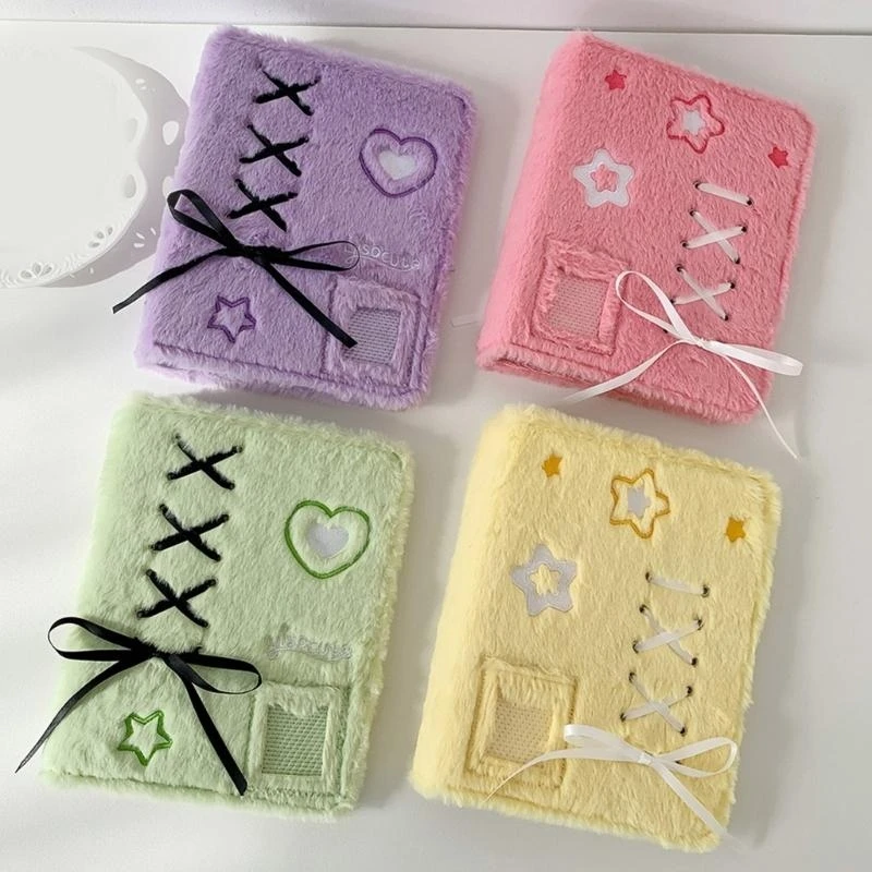 New Cute Plush Kpop Star Photocard Binder Album Bowknot Decor Baby Children Growth Record Photo Collector Album Photocard Holder
