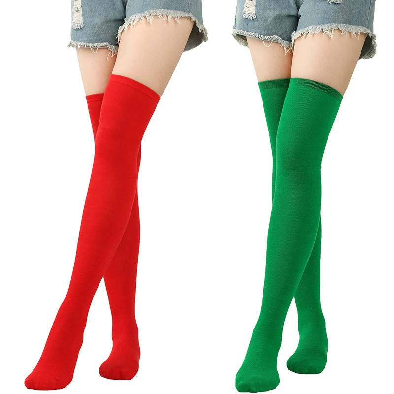 جوارب طويلة مخططة للكريسماس ، جوارب عالية الفخذ في الركبة ، فتيات المدارس ، زي هالوين موحد ، إكسسوارات تأثيري ، جديد