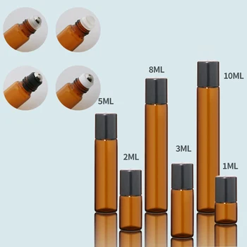 에센셜 오일 워크 비드 병, 앰버 브라운 유리 롤온 병, 1ml, 2ml, 3ml, 5ml, 10ml 