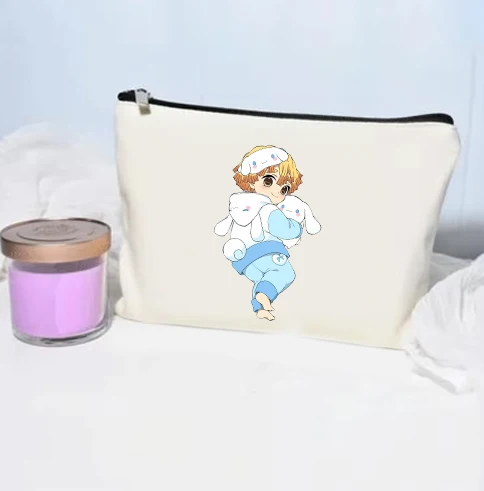 

Demon Slayer Anime Agatsuma Zenitsu Women's Cosmetic Bag Multipurpose Canvas Zipper Makeup Bag Travel Organizer Case Makeup bag