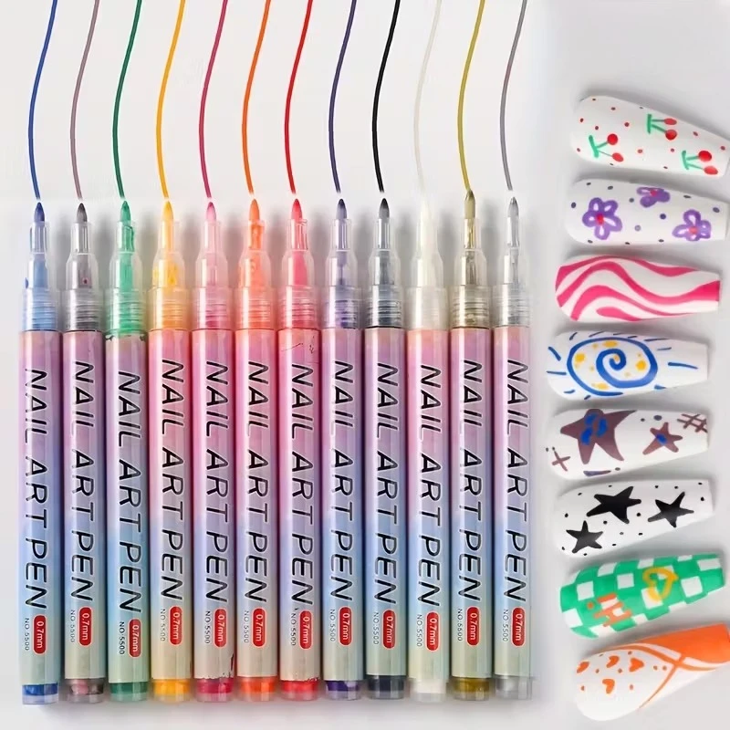 

DIY Nail Art Pen Fine Tip 0.5mm Drawing Liner Brush for Gel Polish Quick Dry Waterproof Painting Manicure Decoration Tool
