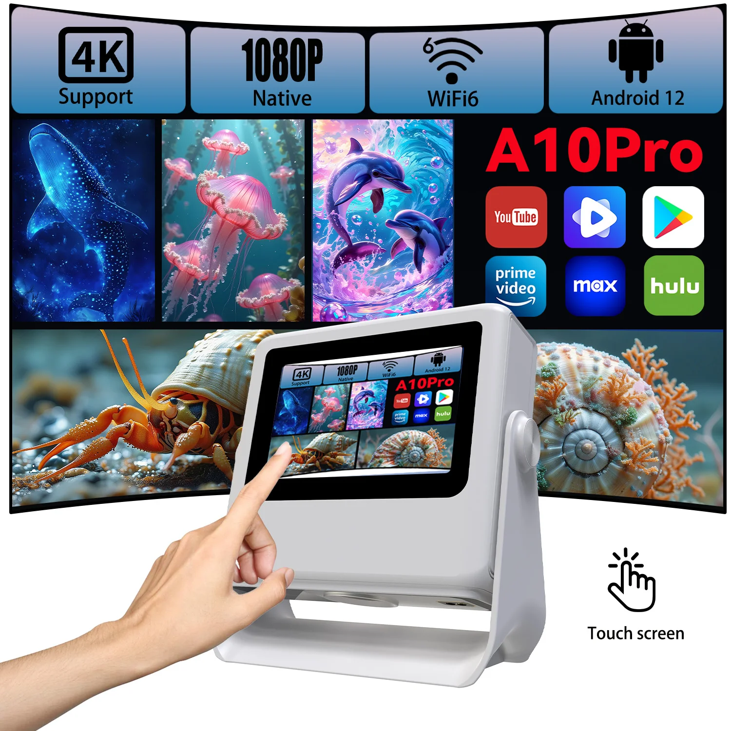 

DONGYING projector, Dual - screen simultaneous - display projector, supports 4K, native 1080p, Android smart system, WiFi6