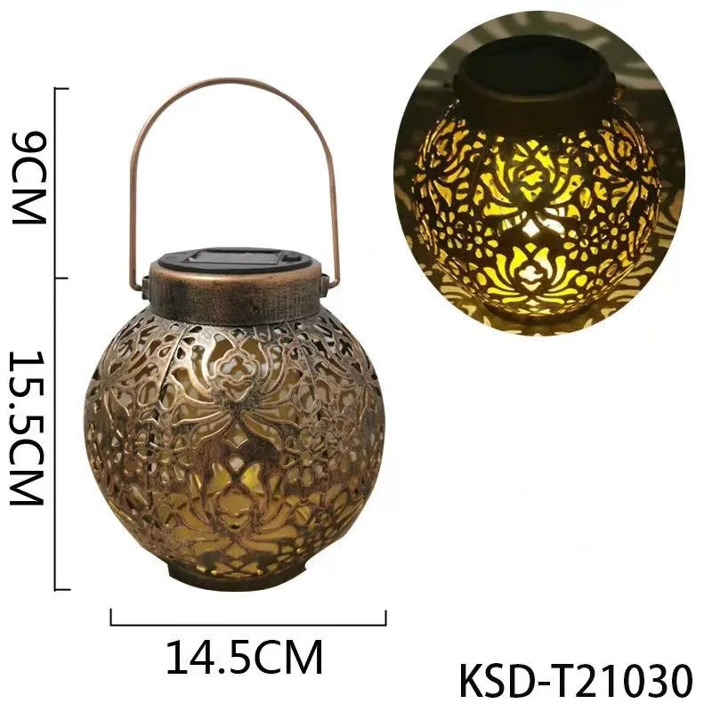 LED Solar Lantern Light Hollow Wrought Iron Projection Light Hanging Lamps Outdoor Waterproof Yard Garden Art Decoration - view 3