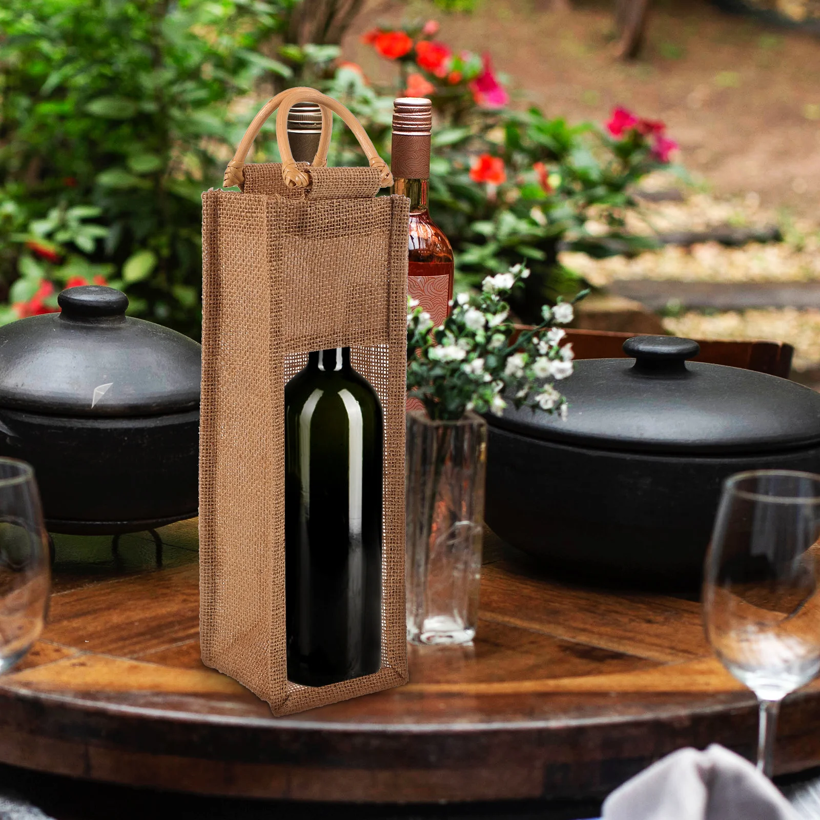 

Wine Carrier Tote Linen Bag Perfect for Wine Bottles Spirits Craft Beer Birthday Wedding Housewarming Gifts