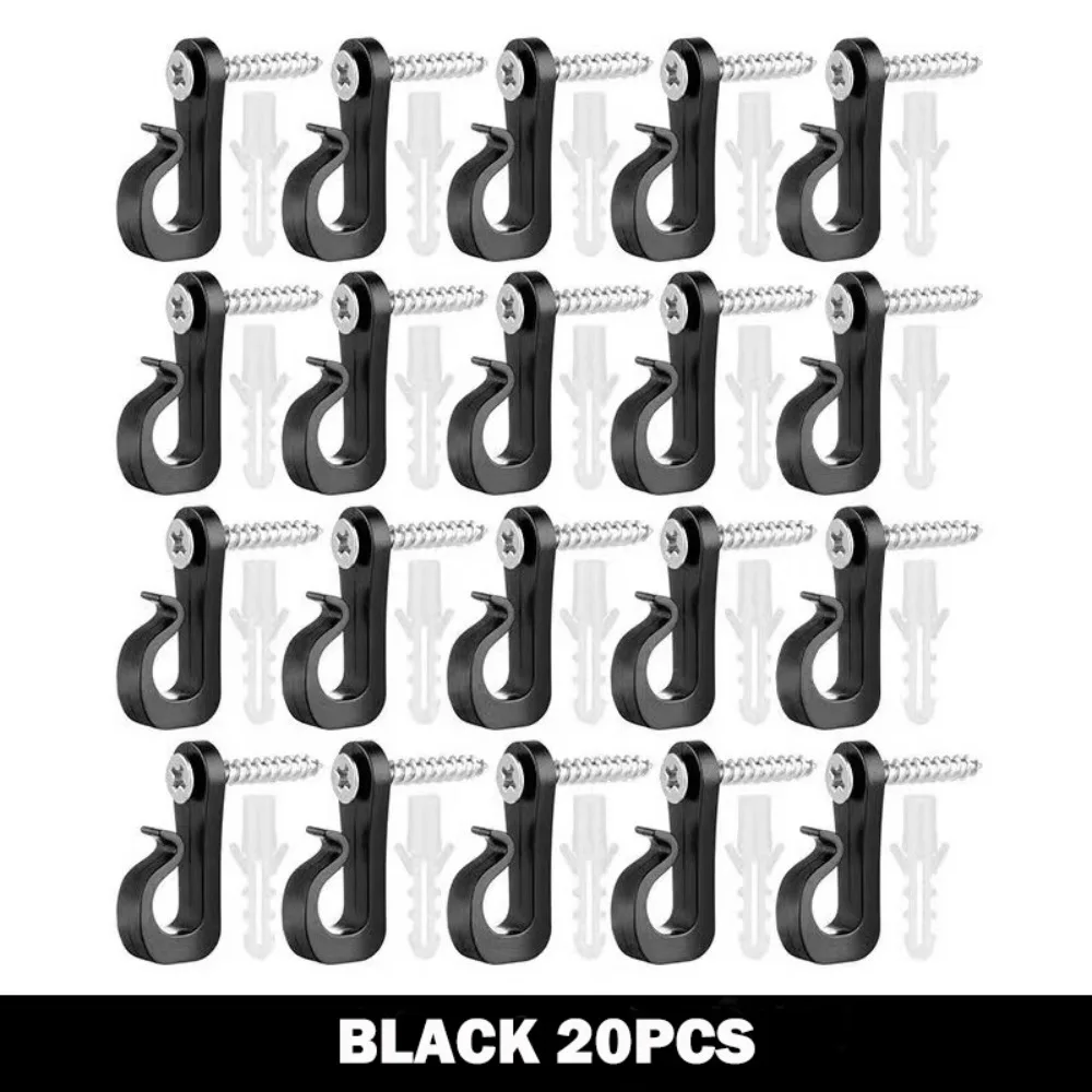 

New With Screw Lights Hook Plastic Black White String Light Hangers Garage Hooks Home