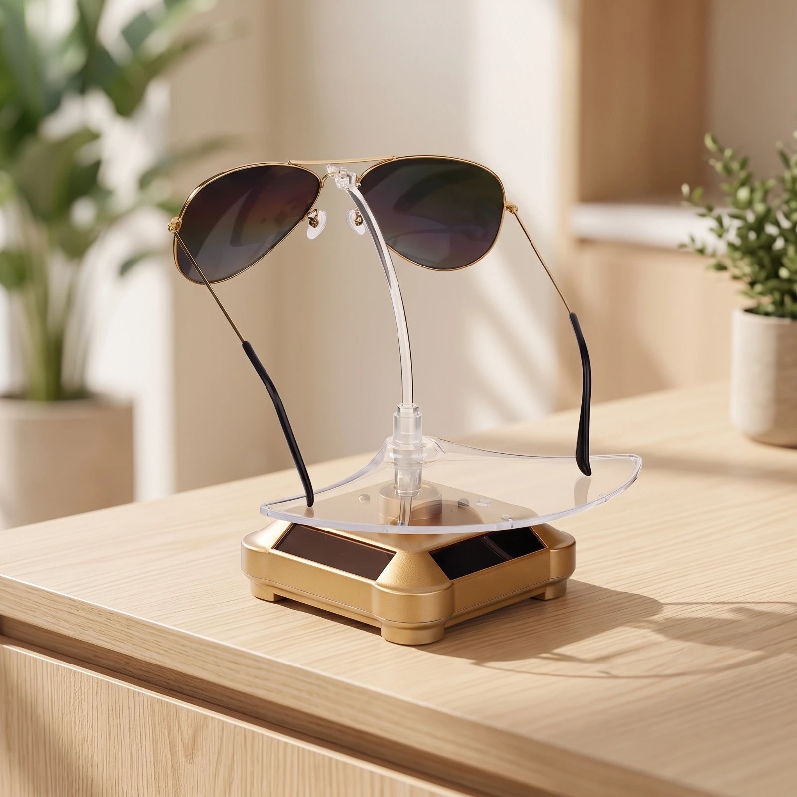 Rotating Display Stand Cordless Solar Display Stand Solar Turntable Lightweight Small for Retailers, Showcases, Retail Stores
