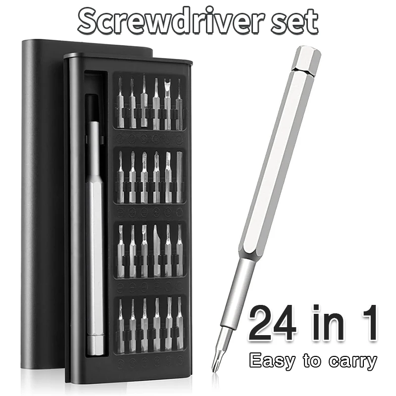 

24-in-1 Precision Screwdriver Set, Multi-functional Repair Tool, for Mobile Phones Computers Watches with Compact Carrying Case