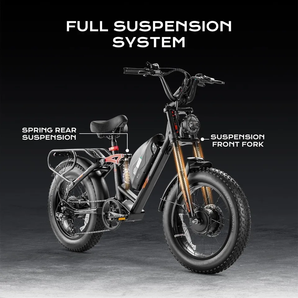LunaⅡ Ebike for Adults，Dual Motor Peak 1500W 48V 20Ah 20"*4.0 Fat Tire image 6