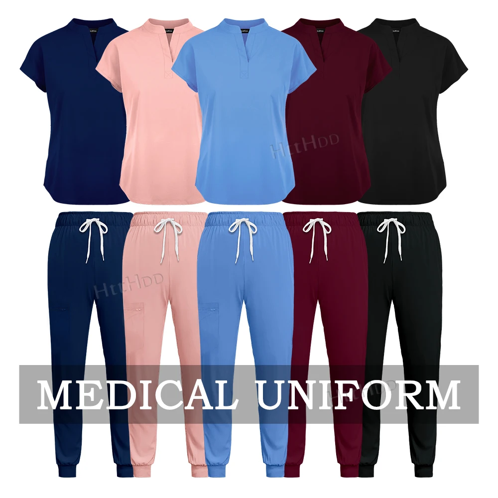 Homens e mulheres conjuntos de esfoliantes médicos, uniforme de enfermeira, salão de beleza, saúde, farmácia enfermagem top e calça terno uniforme, moda