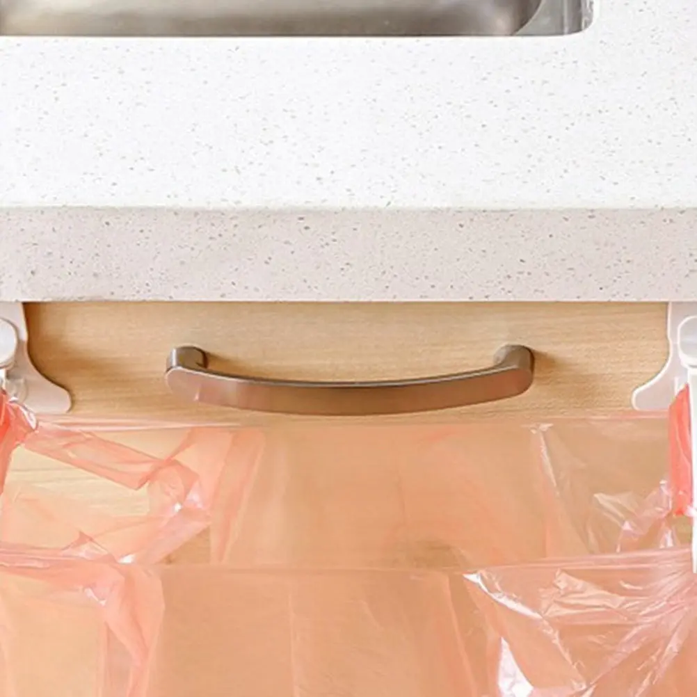 Garbage Bag Holder ABS Punch Free Lightweight Clip Design Kitchen Cabinet Door Hanging Rack Trash Bag Clip for Home