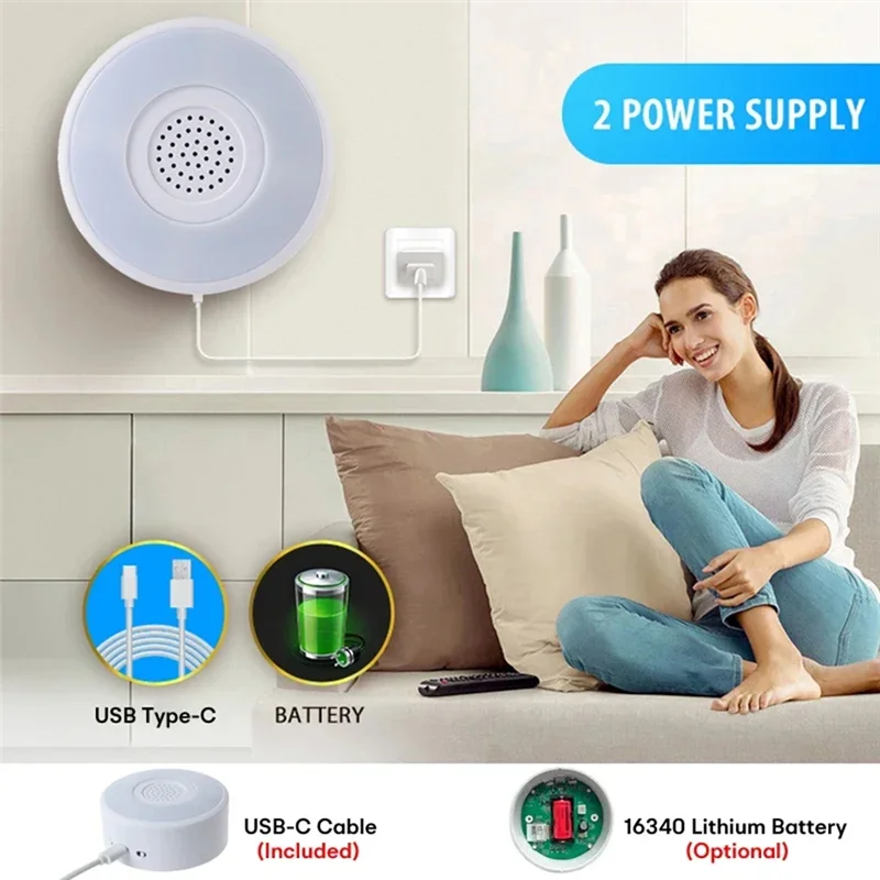 FFYY-Wifi صفارة الإنذار الذكية 90Db مكبر الصوت بصوت عال واي فاي صفارة الإنذار الذكية لنظام أمن الوطن تويا