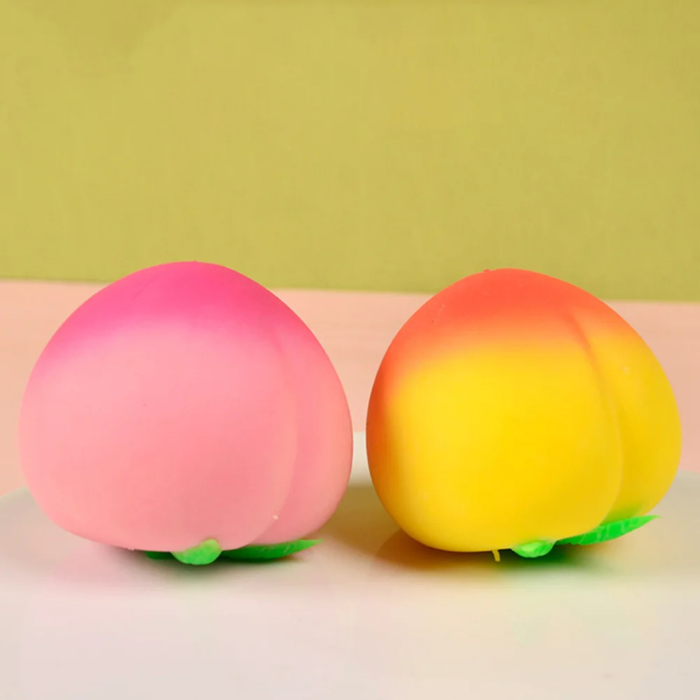 2 Pcs Party Relaxing Playthings Stress Ball Peaches Office Reduce Toys Fidget Bulk Tiny Decompression Favors Mini