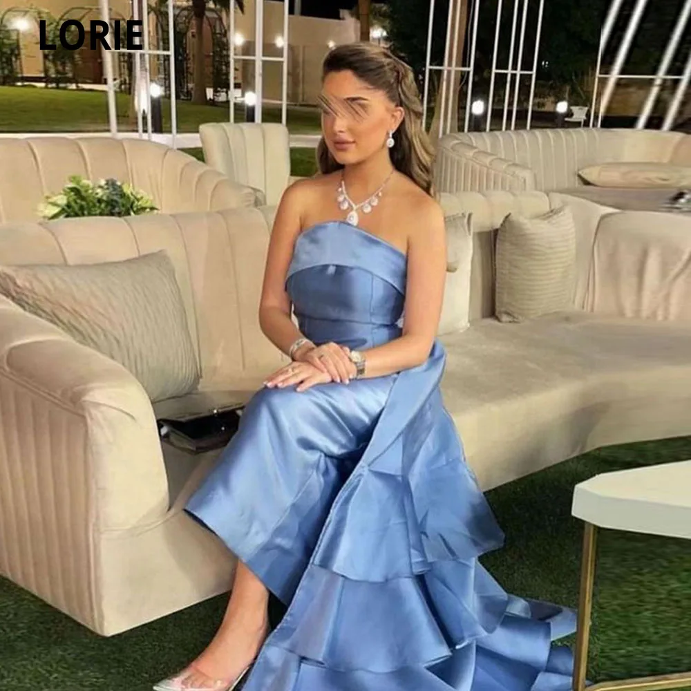 

LORIE Mermaid Evening Dresses 2023 Back Tiered Detachable Train Vestido De Noche Strapless Formal Occasion Dresses Party Gowns
