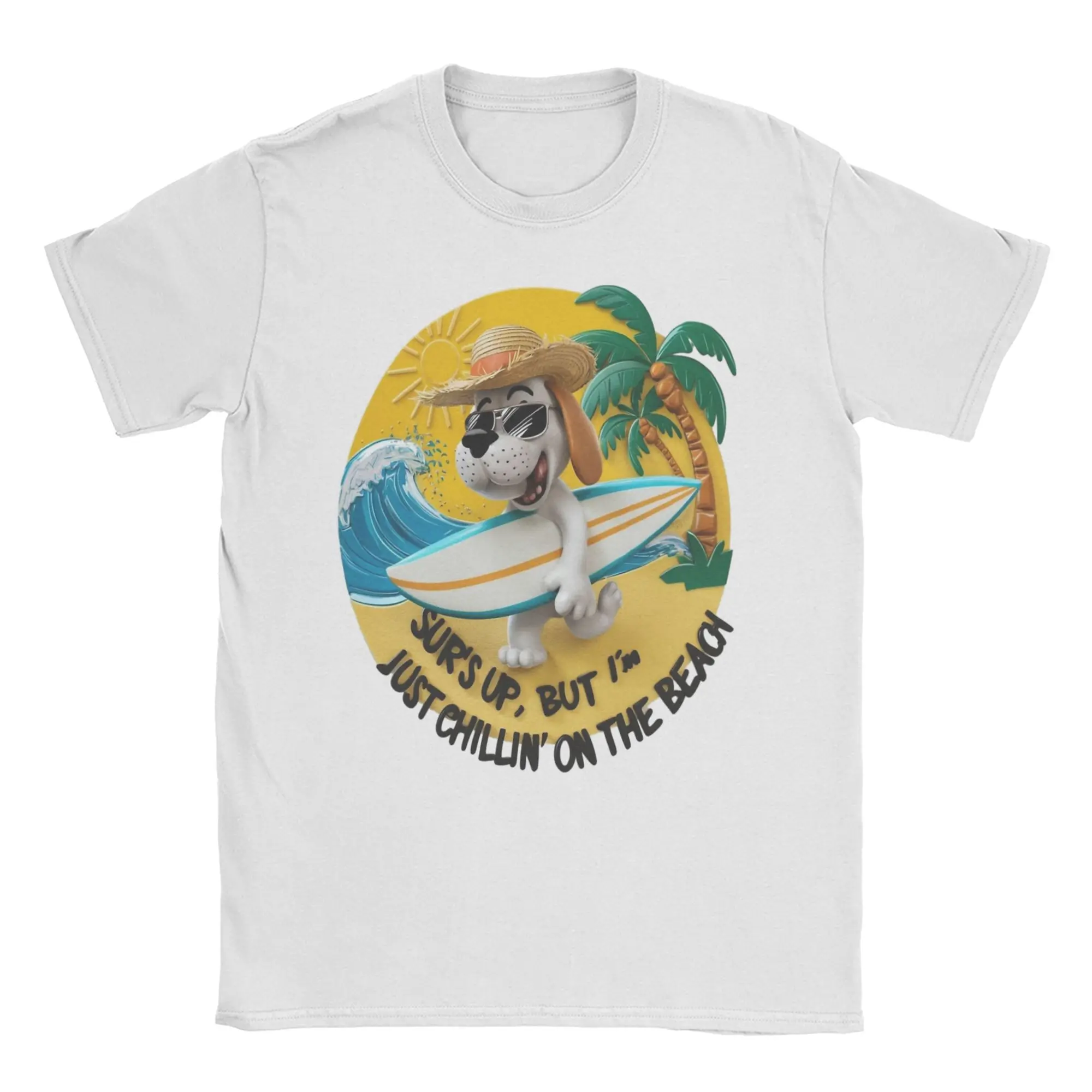 Camisetas Surf's Up para Homens e Mulheres, 100% Algodão, Roupas Vintage, Camisetas de Manga Curta com Gola Redonda, Tamanhos Grandes