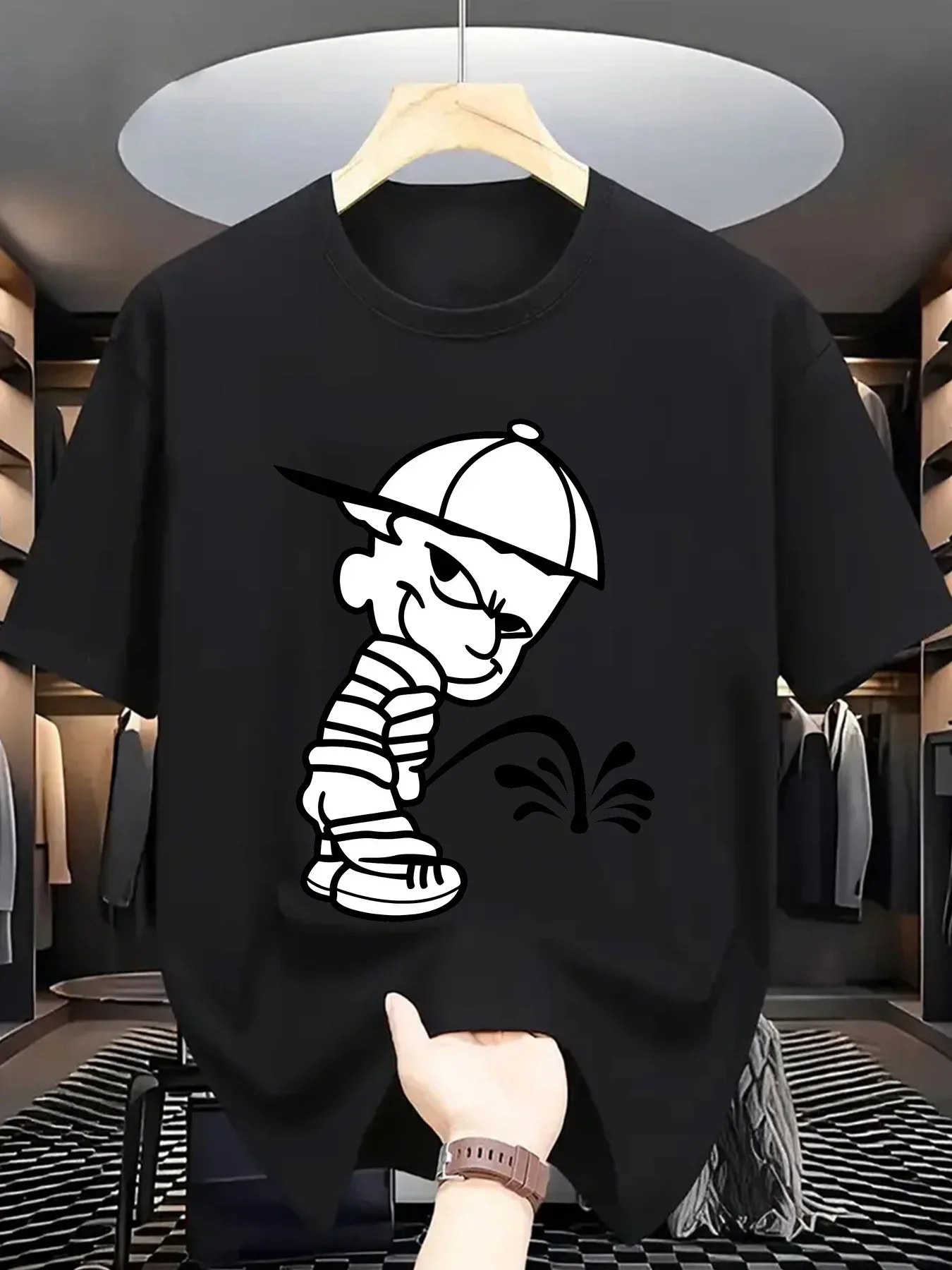 

Summer MenS Fashion Short-Sleeve T-Shirt with Letter Pattern Print Fashion Tshirt Round Neck Short Sleeve