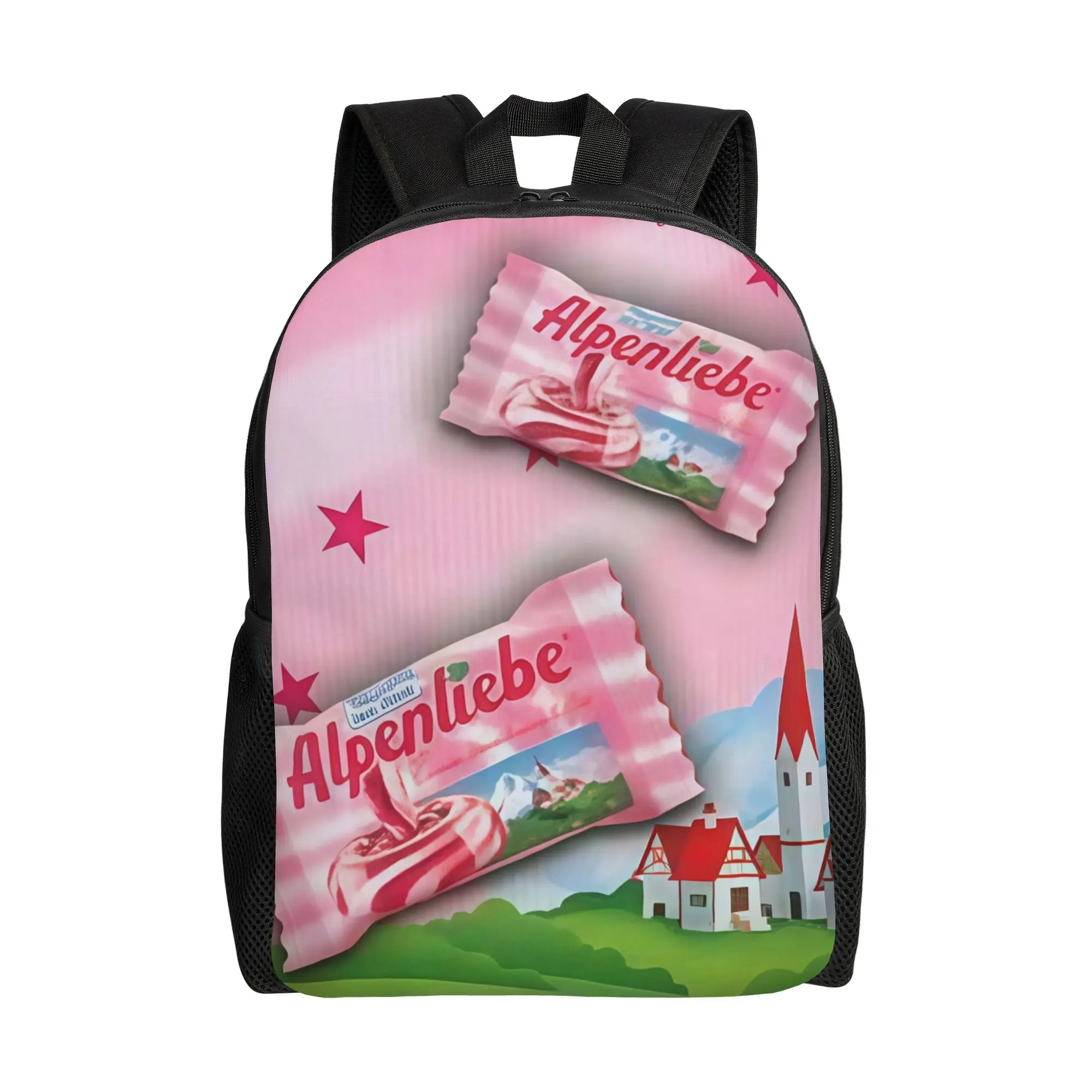 A-Alpenliebee Creamy Strawberry Toffee Candy Schoolbag Students Sporty Fashionable mochila Large Capacity Bag Back To School