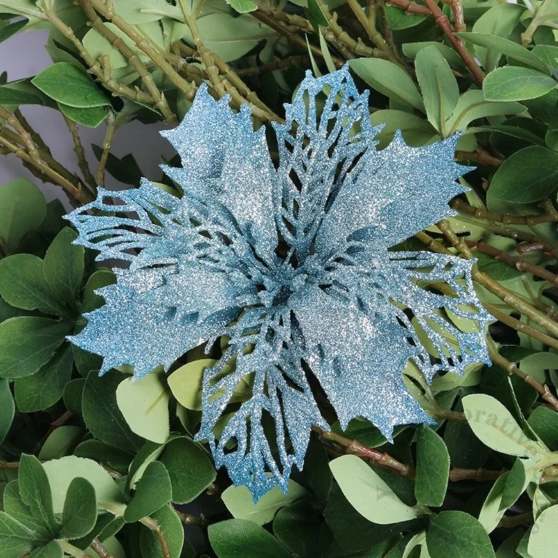 11cm Weihnachtsdekoration Glitzer Künstliche Blume Christbaumanhänger für Heimdekoration Weihnachten Navidad Neujahr 2026 Ornament – Detail 13