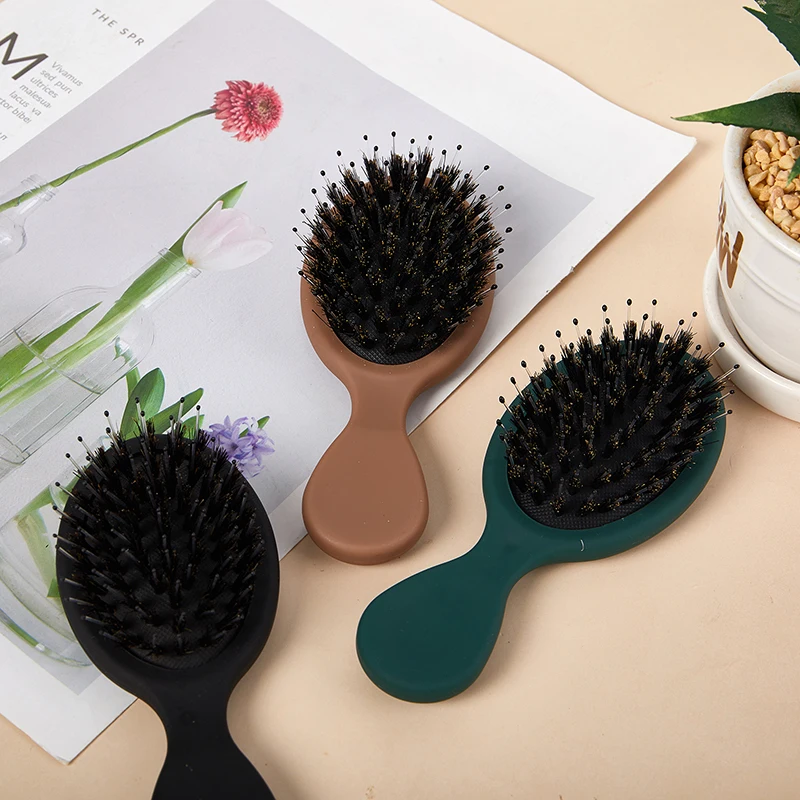 1Pcs Portable Mini Natural Boar Bristle Oval Hair Brush Comb Head Scalp Massage Comb Salon Hair Care Brush Styling Tool