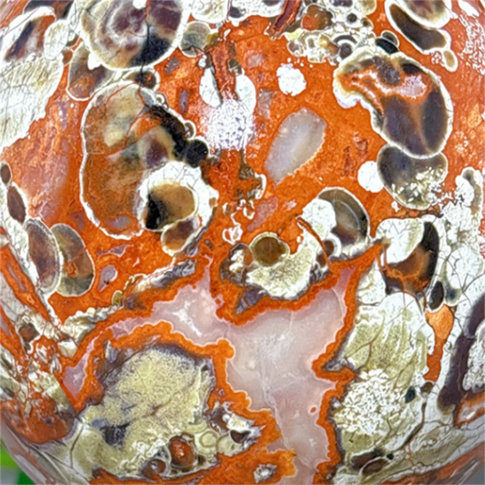 Flower Agate Sphere Crystal Natural Stone Quartz Minerals Home Decoritems Reiki Garden Gifts Energy Healing Luck Love +Stand