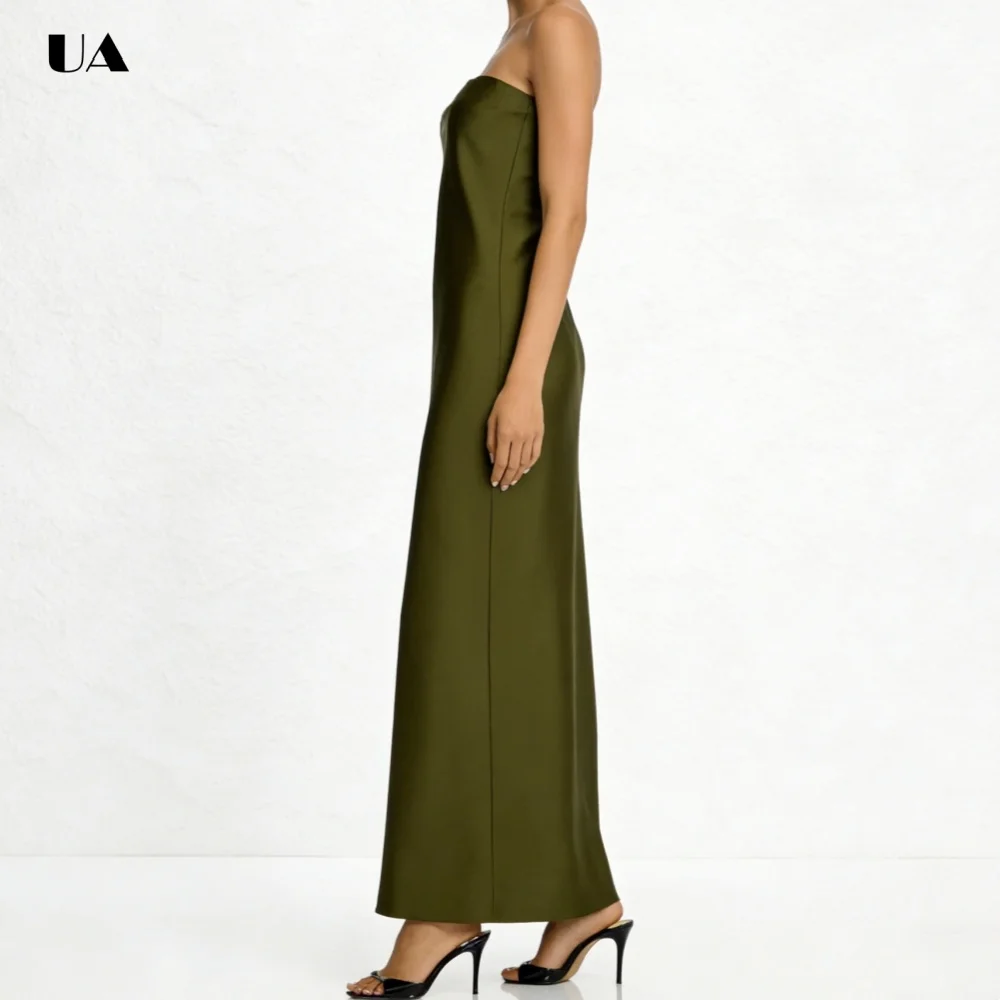 فستان حفلة موسيقية بسيط بدون حمالات من ULBYANRY، فساتين سهرة مستقيمة من الساتان الصلب للنساء، فستان حفلات مخصص بدون أكمام