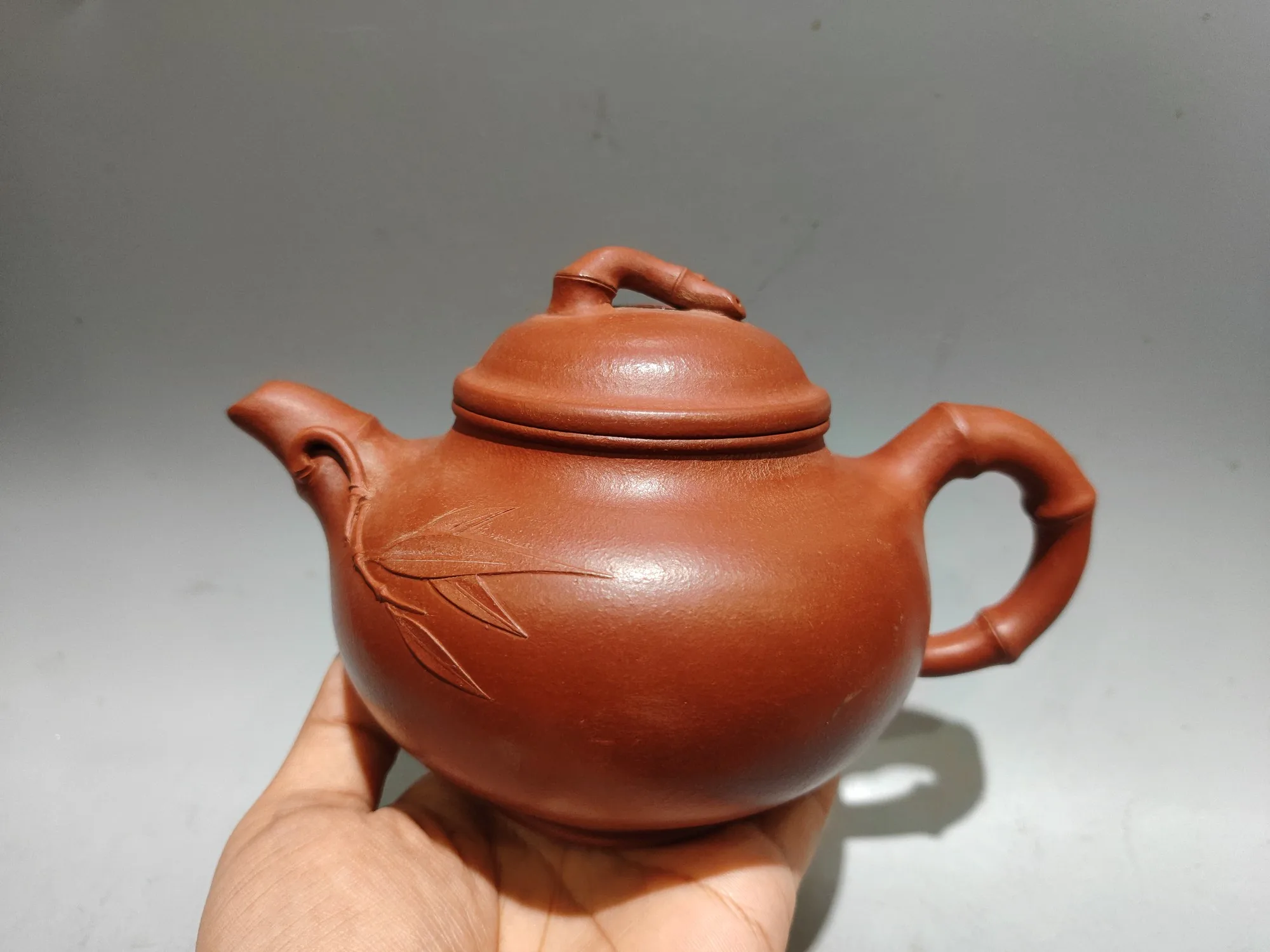 Purple teapot Yixing Purple Clay Teapot Bamboo leaf pattern Bamboo cover Zhuduan Mouth Pot pot Kettle Teapot
