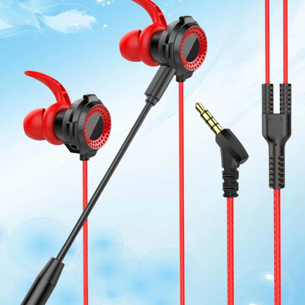 

Gaming Earphones in Ear Headphones Sweatproof Silicone Material L Style Plug for Pc Laptop Game Machine Red