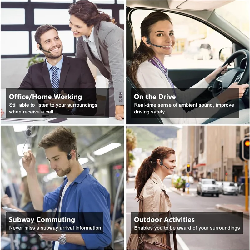 Excellent-Bluetooth Headset  Open Ear Headphones Wireless Noise Cancelling Headset With Microphone For Office Driving Work Home