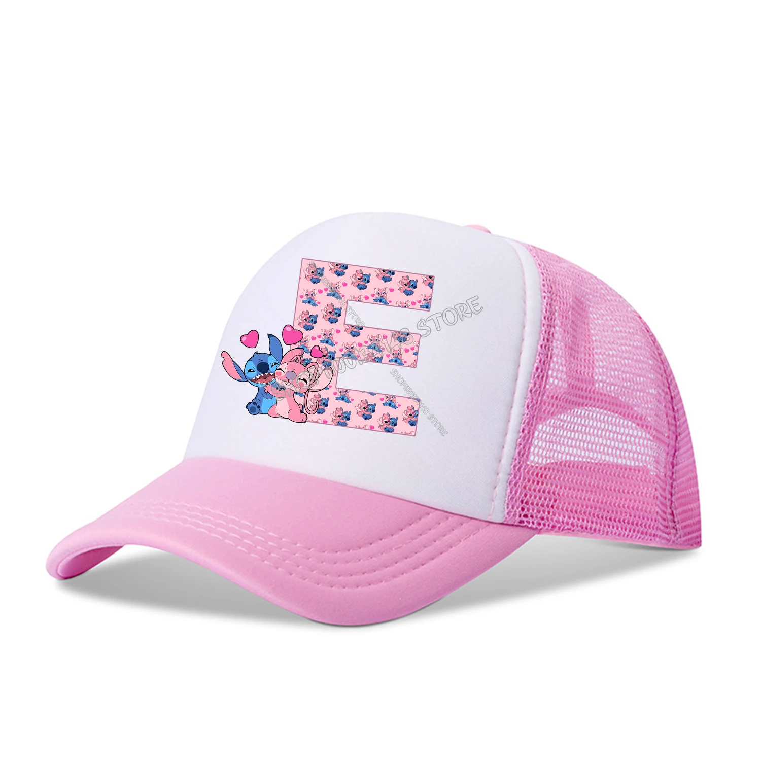 Disney Stitch Letters Baseball Cap 26 Alphabet Kids Adult Cap Cute Cartoon Pink Peaked Hat Anime Summer Hats Fashion Accessories