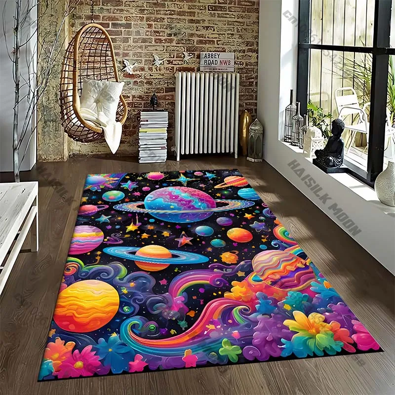 

15 Sizes Space Planets Printed Area Rug,Carpet for Home LivingRoom Bedroom Sofa Doormat Kitchen Decor,Non-slip Floor Mat