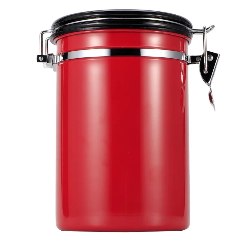 Stainless Steel Sealed Tank MoistureProof Coffee Bean Tea Storage Pot With Air Evacuation Valve  1.8L About Holding 750g