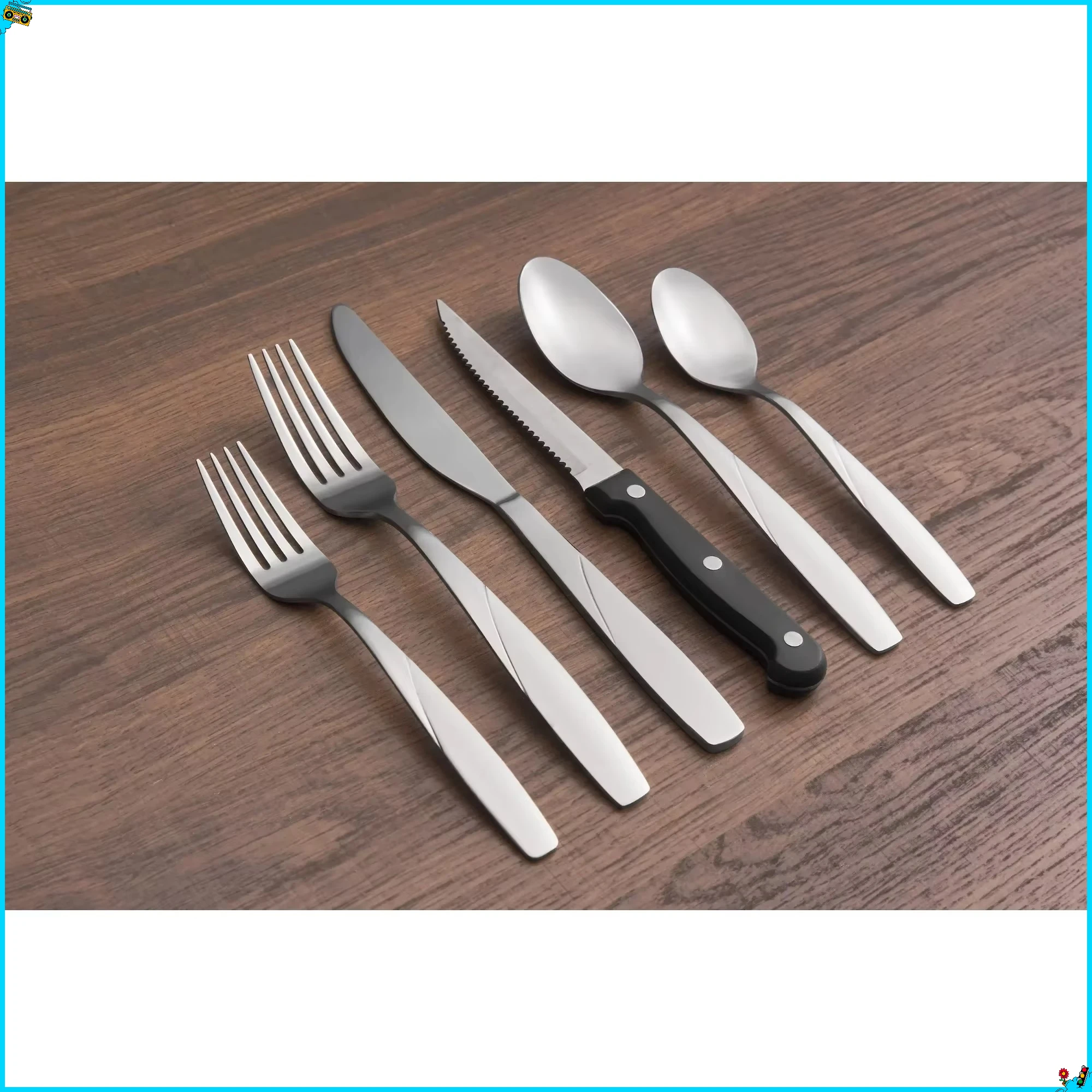 

Sand Stainless Steel Flatware 36-Piece Set with Steak Knives, Service for 6 Dishwasher Safe, Modern Kitchen Cutlery Set