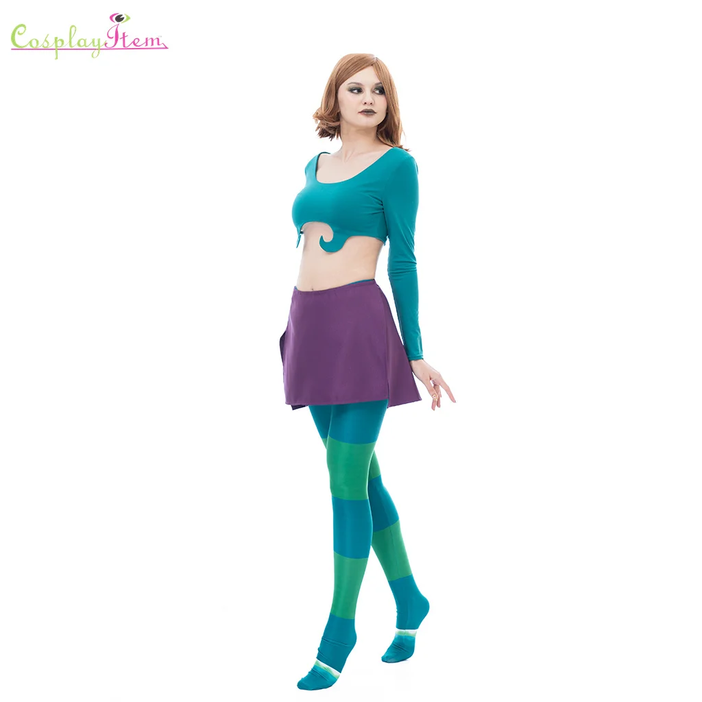 المرأة الساحرة إيرما لير تأثيري حلي مثير المحاصيل القمم و Bodycon تنورة صغيرة جوارب طويلة مجموعة الزي إيرما لير هالوين البدلة