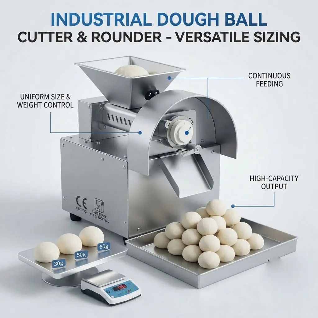 Small Automatic Dough Divider Machine Compact Dough Ball Cutter And Rounder For Commercial Bakery