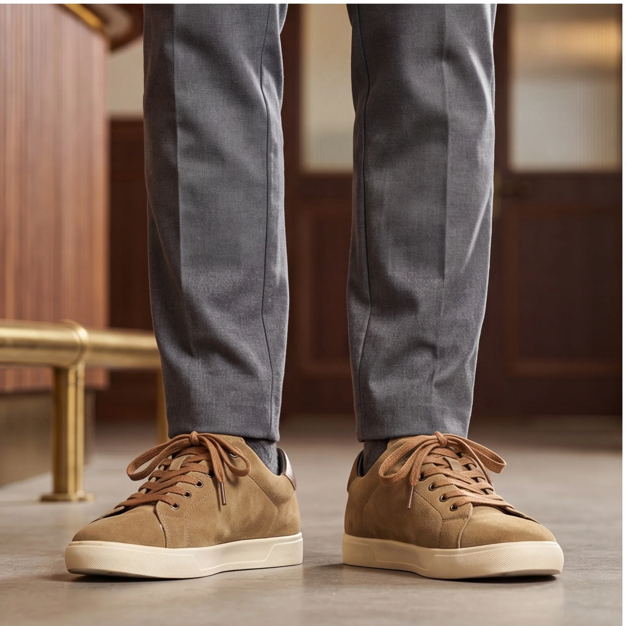 Herren-Sneaker und Freizeitschuhe mit Kontrast-Absatzverstärkung für Herren, Freizeitkleidung, Herrenschuhe, niedriger Schaft – Detail 3