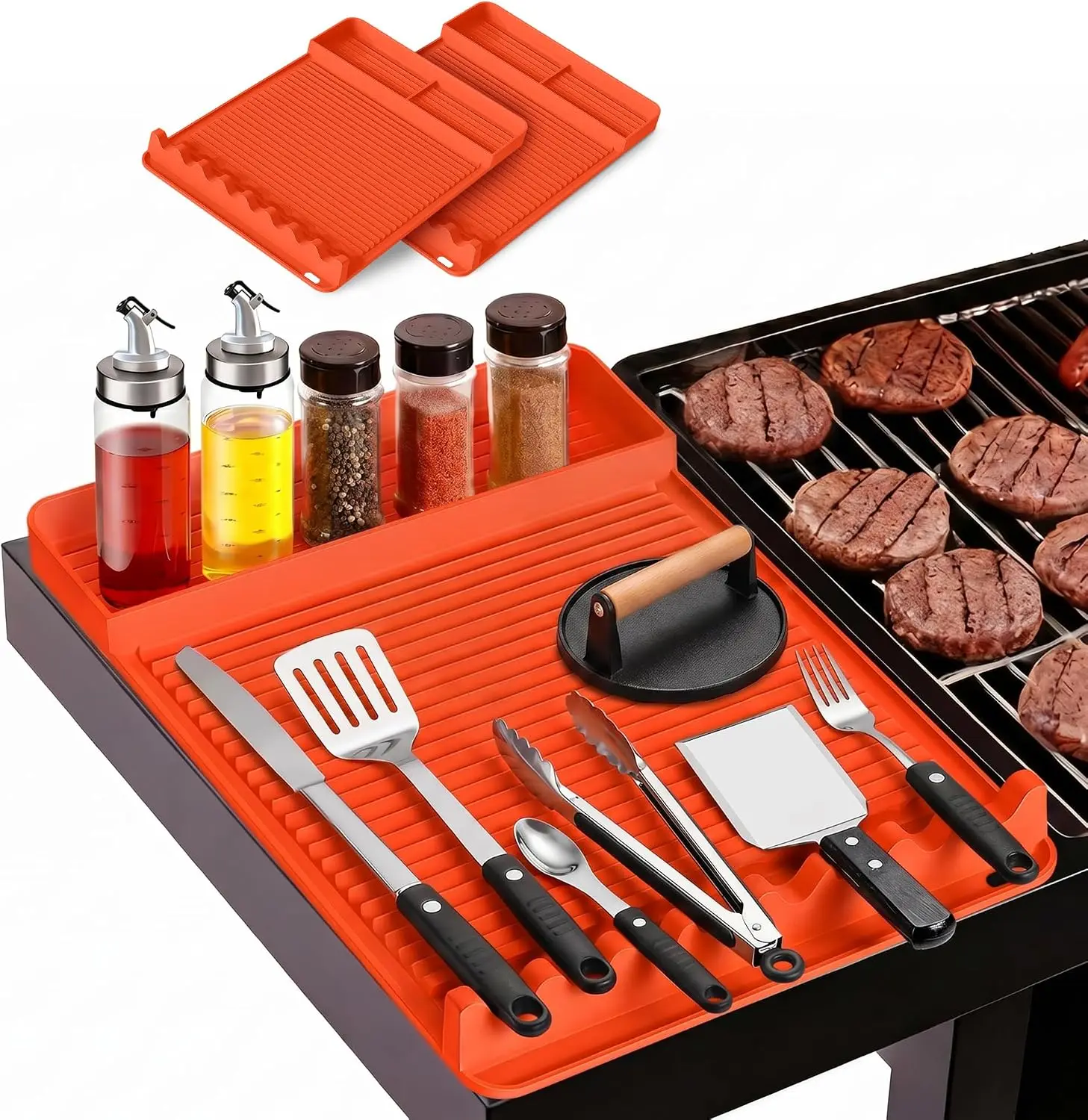 2-Pack Silicone Grill Mat 16x11.5" Non-Slip BBQ Tool Mat, Heat Resistant to 450°F for Outdoor Cooking Camping Tailgating