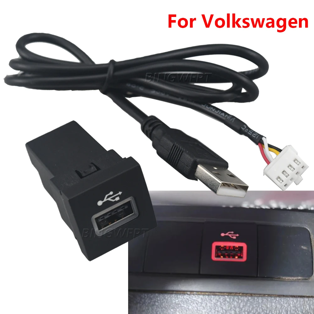 Car USB Input Adapter Audio Radio u-disk flash Socket Interface Music Cable for Volkswagen Golf 6 Jetta MK5 Caddy EOS Scirocco