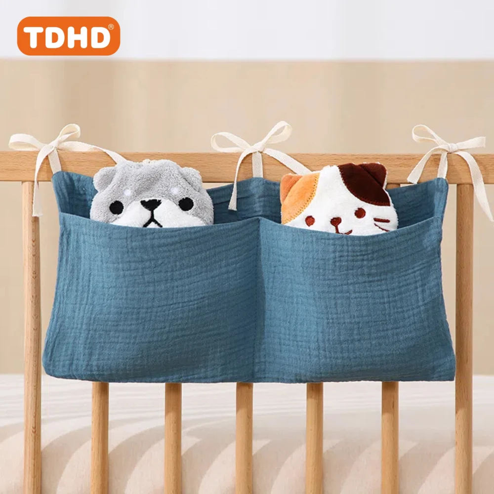 תיק אחסון עגלת תינוק דו שכבתי TDHD 1 חבילה תיק אחסון תלוי למיטת תינוק עם קצה מרובה תכליתי רך ומתקפל