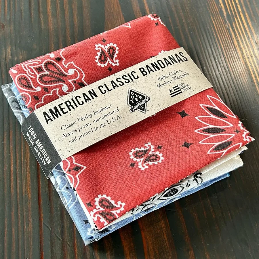 4 عبوات من عصابات بيزلي باندانا مصنوعة من الولايات المتحدة الأمريكية بنمط كلاسيكي متعددة الأغراض للرجال والنساء 100 قطن مثالية للمغامرة الخارجية