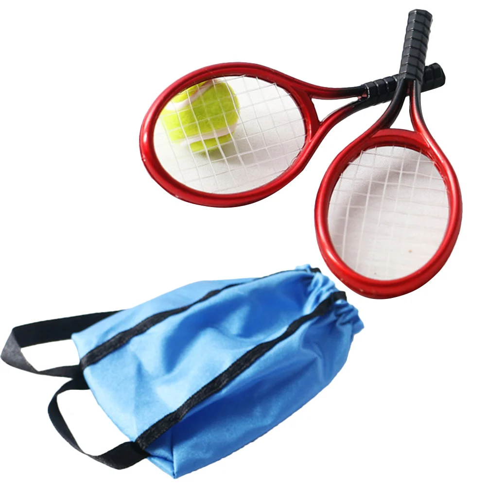 Dollhouse Tennis Youth Racket Ball Women Badminton Ornamental Mini Cabinet Decor for Children Boys