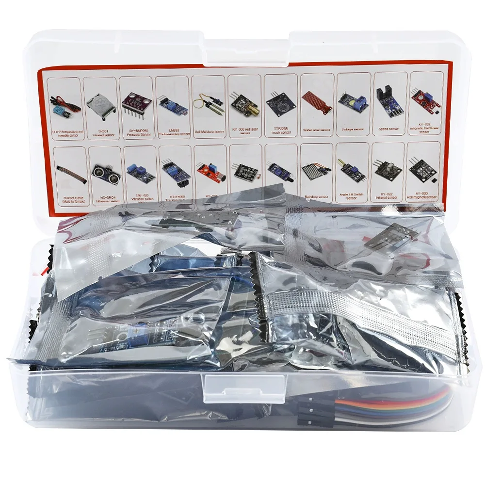 For Robotics Starter Kit 22 in 1 Sensor Modules Including KY-008 Infrared Obstacle Avoidance and Raindrop Sensors