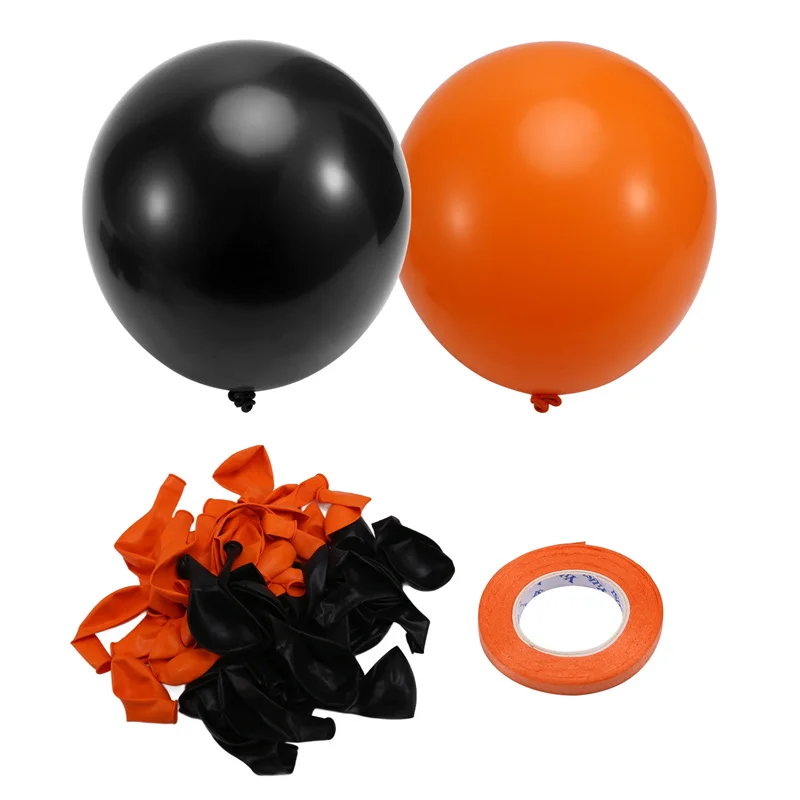 New Orange And Black Balloons, Halloween Balloons Set, 67Pcs 12 Inch Black Orange Latex Balloons For Halloween Celebration