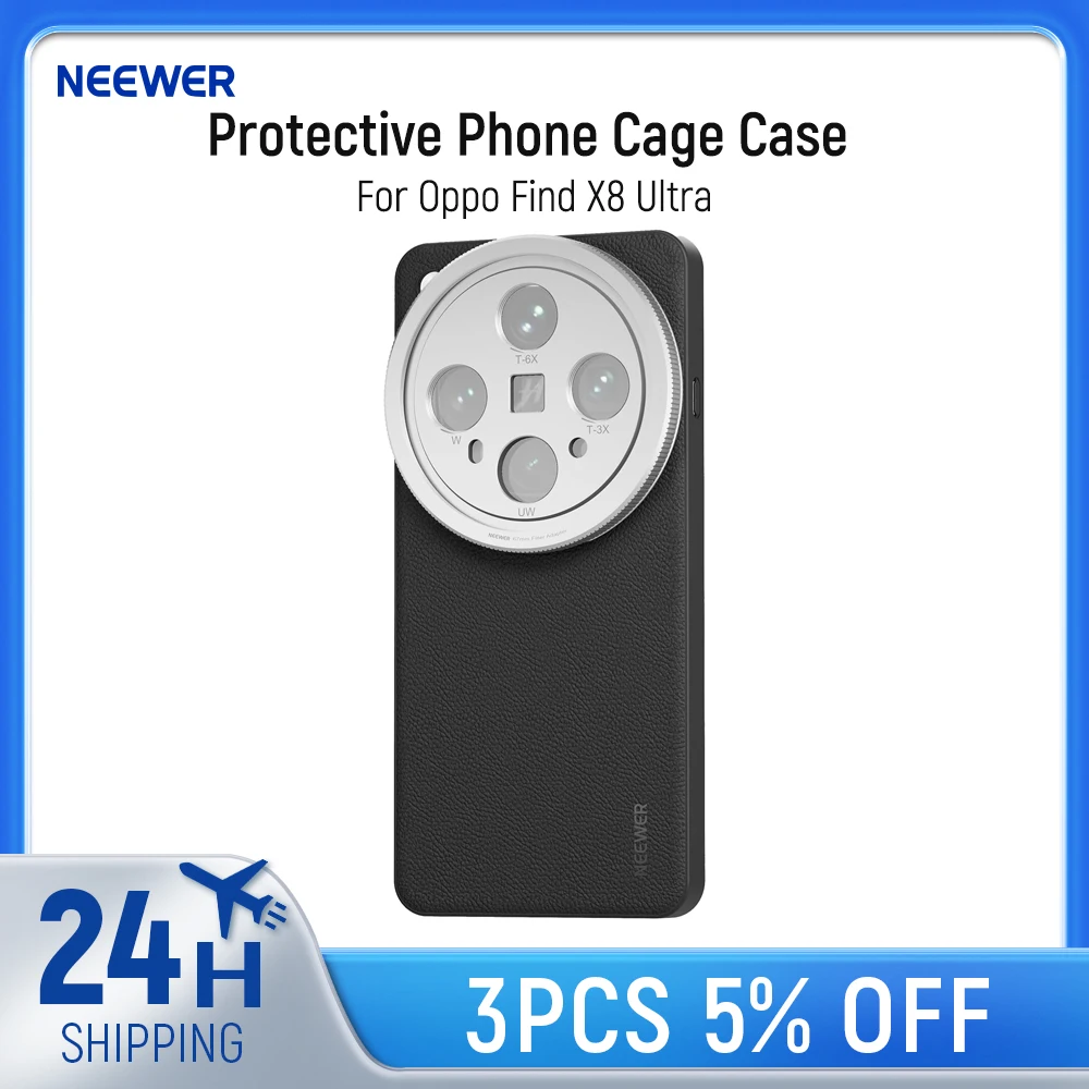 NEEWER Protective Phone Cage Case For Oppo Find X8 Ultra,TPU + PC Leather Cover with 17mm Lens Mounts & 67mm Filter Adapter