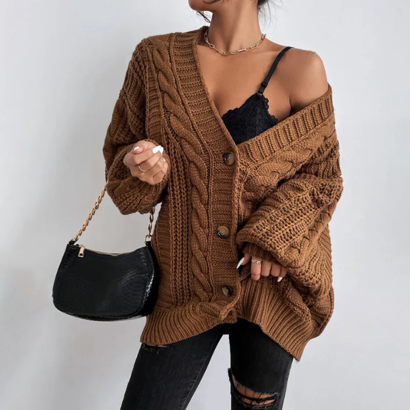 

2025 Women Cardigan Sweaters Autumn Winter Fashion Feminino Knitwear Single Breasted Loose Long Sleeve Sweater Outwear Coats
