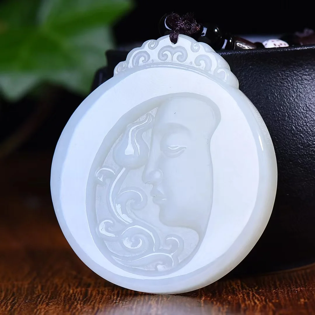 Exquisite Hetian Jade Guanyin Pendant Jewelry  3504#