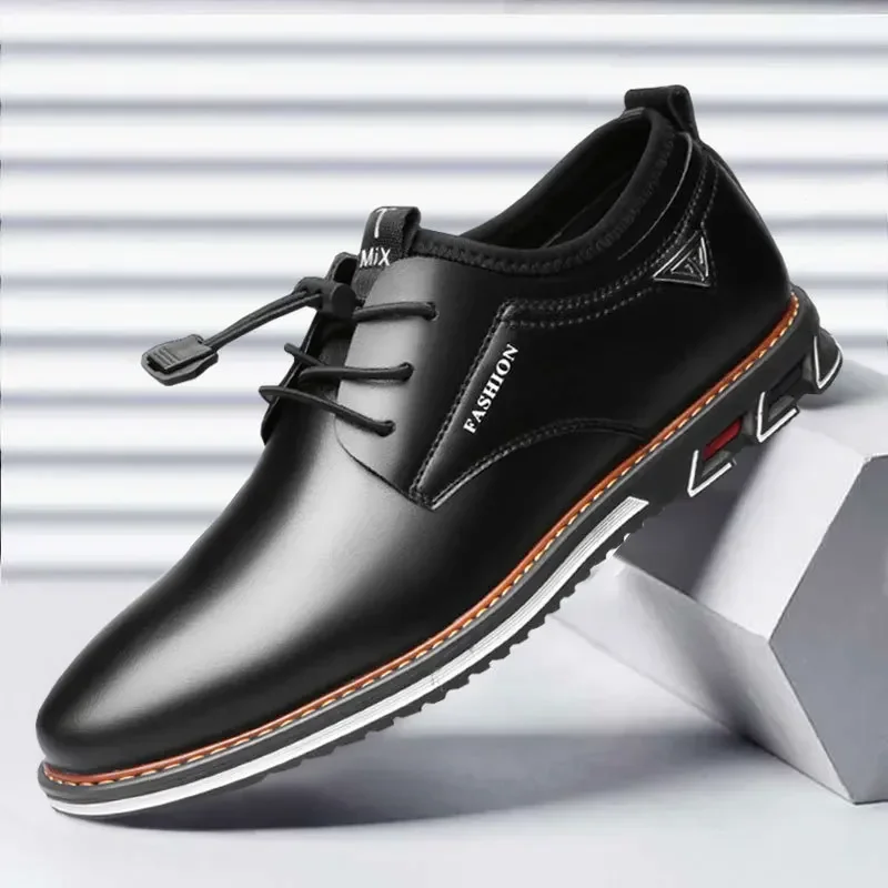 2024 British Style Casual Shoes for Men High Quality Mens PU Leather Shoes Comfortable Fashionable Large Size Male Leather Shoes